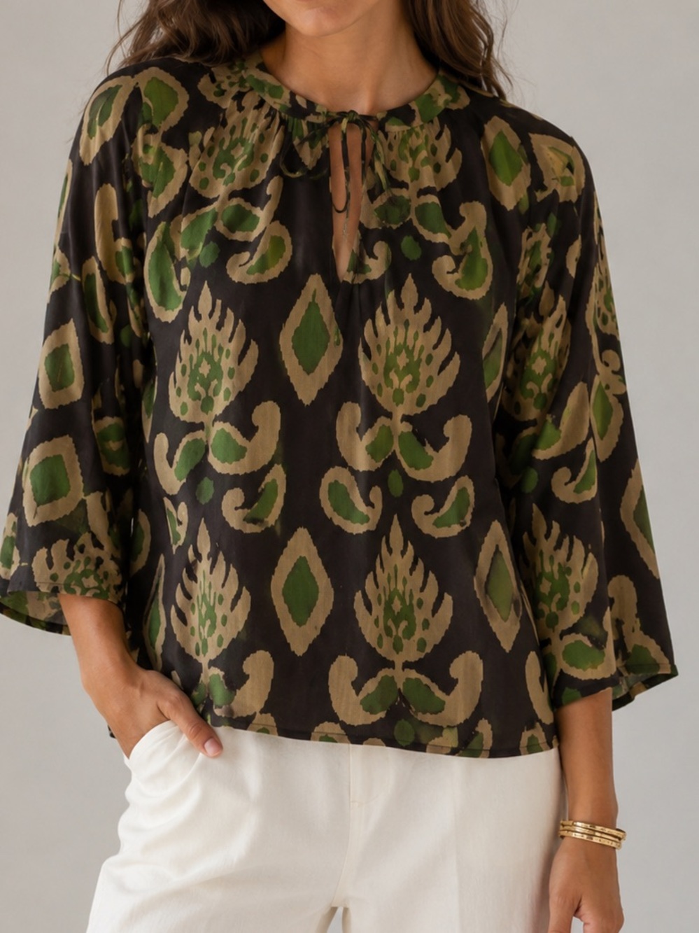 EUC Calypso St. Barth Islegence Printed Cotton Top size L
